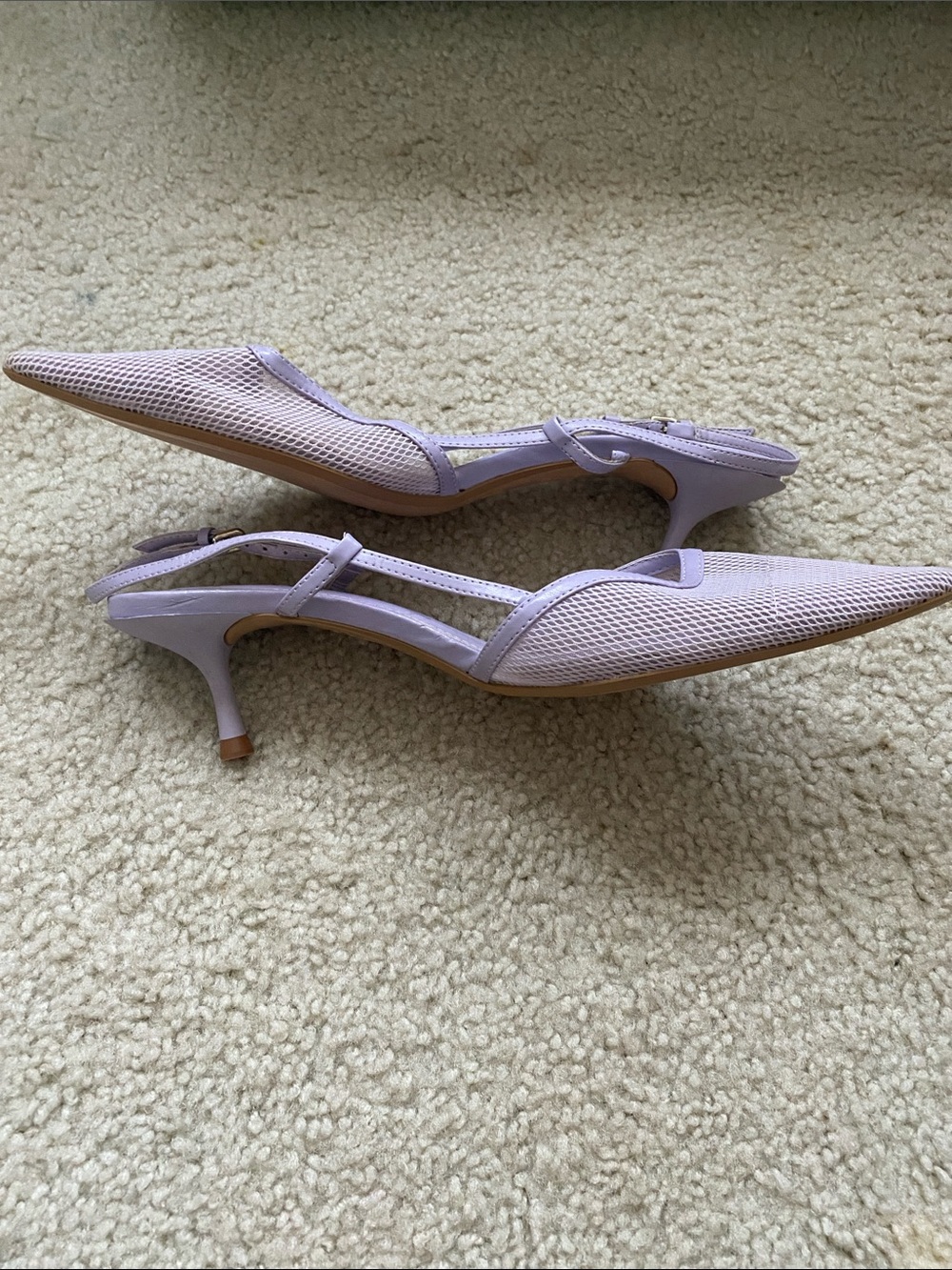 Zara Lavender Mesh Pointed Slingback Heels40/9 light purple colors